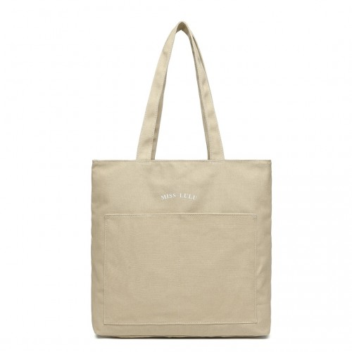 Miss Lulu Large Capacity Canvas Shopping Shoulder Bag - Versatile Khaki Tote