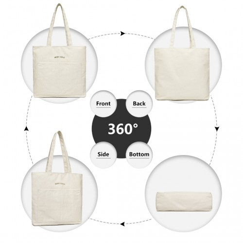 Miss Lulu Large Capacity Canvas Shopping Shoulder Bag - Beige | Stylish & Versatile Tote for Women