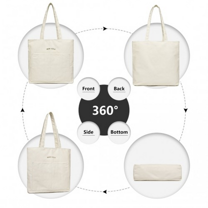 Miss Lulu Large Capacity Canvas Shopping Shoulder Bag - Beige | Stylish & Versatile Tote for Women