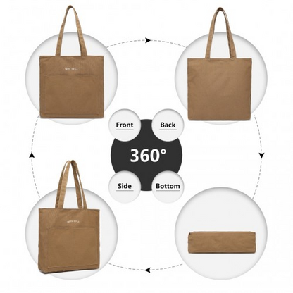 Miss Lulu Large Capacity Canvas Shopping Shoulder Bag - Brown | LH2319