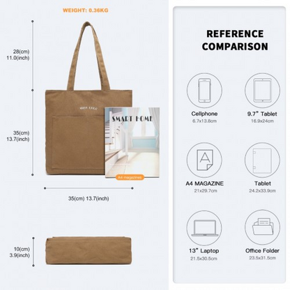 Miss Lulu Large Capacity Canvas Shopping Shoulder Bag - Brown | LH2319