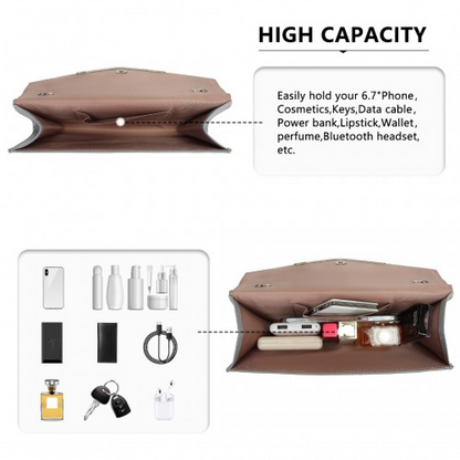 Miss Lulu Lace Envelope Flap Clutch Evening Bag - Elegant Grey Purse for Weddings, Proms, and Parties