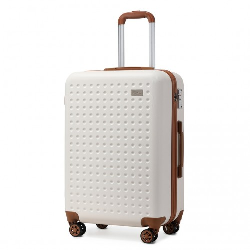 Kono 24 Inch Flexible Hard Shell ABS Suitcase With TSA Lock - Cream - Durable & Stylish Luggage