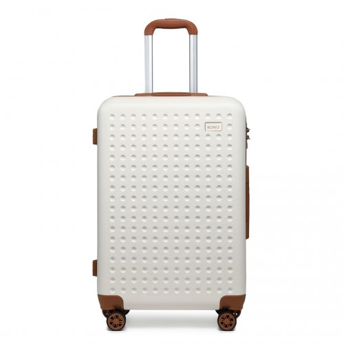 Kono 24 Inch Flexible Hard Shell ABS Suitcase With TSA Lock - Cream - Durable & Stylish Luggage