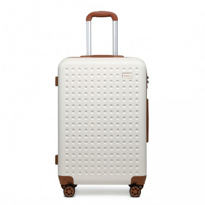 Kono 24 Inch Flexible Hard Shell ABS Suitcase With TSA Lock - Cream - Durable & Stylish Luggage