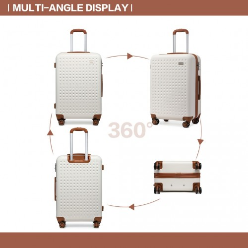 Kono 24 Inch Flexible Hard Shell ABS Suitcase With TSA Lock - Cream - Durable & Stylish Luggage