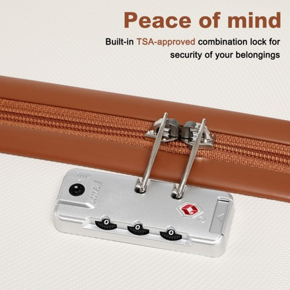 Kono 24 Inch Flexible Hard Shell ABS Suitcase With TSA Lock - Cream - Durable & Stylish Luggage