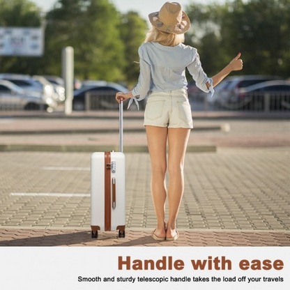 Kono 24 Inch Flexible Hard Shell ABS Suitcase With TSA Lock - Cream - Durable & Stylish Luggage