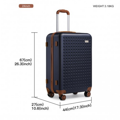 Kono 24 Inch Flexible Hard Shell ABS Suitcase with TSA Lock - Navy