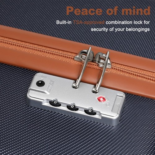 Kono 24 Inch Flexible Hard Shell ABS Suitcase with TSA Lock - Navy