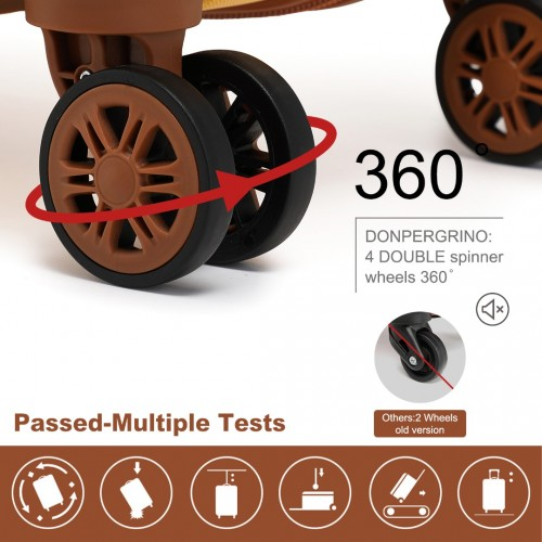 Kono 24" Flexible Hard Shell ABS Suitcase with TSA Lock - Yellow