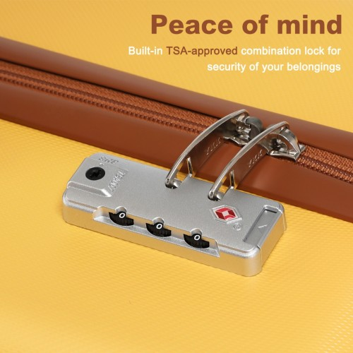 Kono 24" Flexible Hard Shell ABS Suitcase with TSA Lock - Yellow