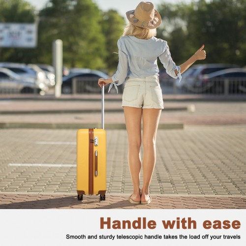 Kono 24" Flexible Hard Shell ABS Suitcase with TSA Lock - Yellow