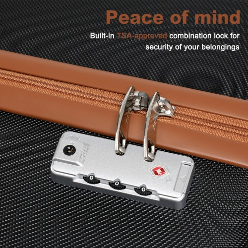 Kono 20 Inch Cabin Size Flexible Hard Shell ABS Suitcase with TSA Lock - Black