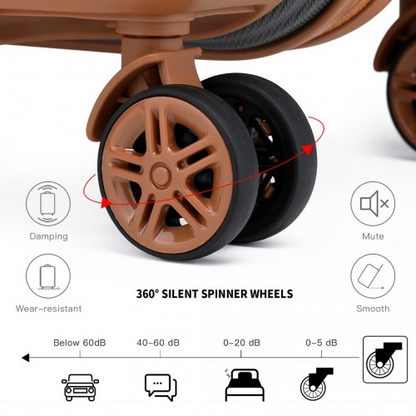 Kono ABS 24 Inch Sculpted Horizontal Design Suitcase - Grey And Brown