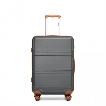 Kono ABS 20 Inch Sculpted Horizontal Design Cabin Luggage - Grey And Brown | Lightweight & Durable Carry-On Suitcase