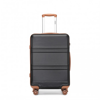 Kono ABS 24 Inch Sculpted Horizontal Design Suitcase - Black And Brown
