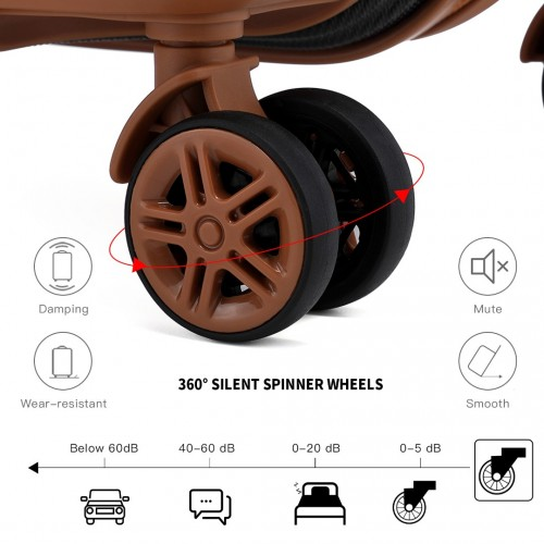 KONO ABS 20 Inch Sculpted Horizontal Design Cabin Luggage - Black And Brown