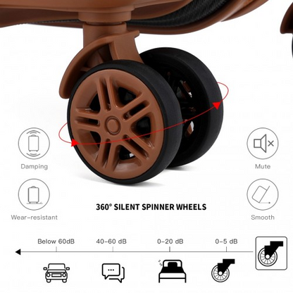 KONO ABS 20 Inch Sculpted Horizontal Design Cabin Luggage - Black And Brown