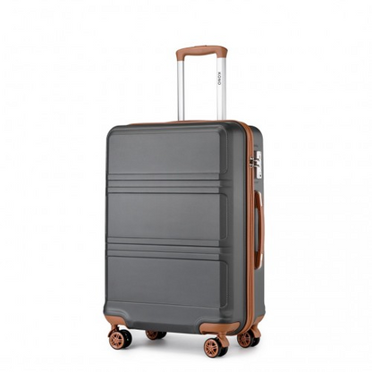 K1871-1L - Kono ABS 28 Inch Sculpted Horizontal Design Suitcase - Grey And Brown