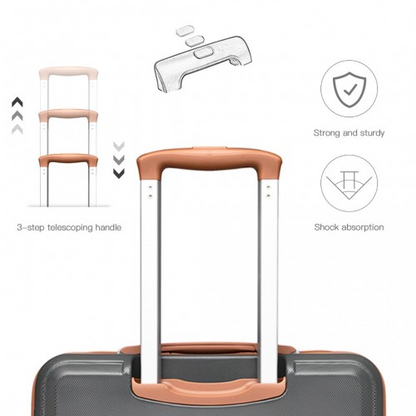 K1871-1L - Kono ABS 28 Inch Sculpted Horizontal Design Suitcase - Grey And Brown