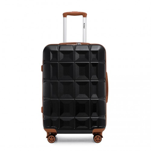 Kono 24 Inch Lightweight Hard Shell ABS Suitcase with TSA Lock - Black and Brown