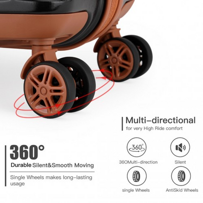 Kono 24 Inch Lightweight Hard Shell ABS Suitcase with TSA Lock - Black and Brown