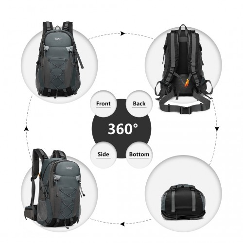 Kono Multi Functional Outdoor Hiking Backpack with Rain Cover - 40L Grey - Ideal for Hiking, Camping, Travel