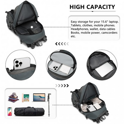Kono Multi Functional Outdoor Hiking Backpack with Rain Cover - 40L Grey - Ideal for Hiking, Camping, Travel