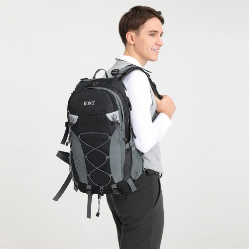 Kono Multi Functional Outdoor Hiking Backpack with Rain Cover - 40L Grey - Ideal for Hiking, Camping, Travel