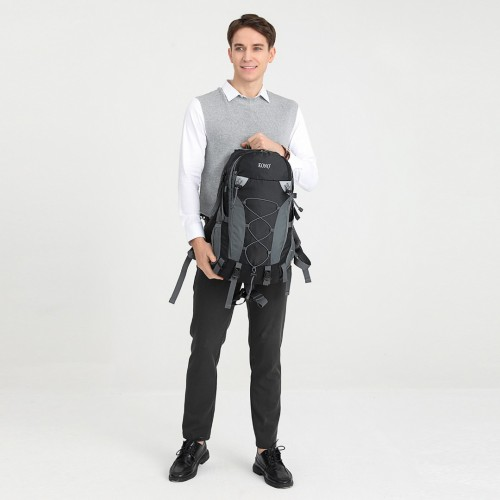 Kono Multi Functional Outdoor Hiking Backpack with Rain Cover - 40L Grey - Ideal for Hiking, Camping, Travel