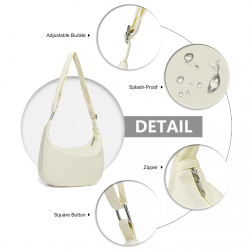 Water-resistant Portable Crescent Shoulder Cross Body Bag - Beige | Lightweight & Stylish