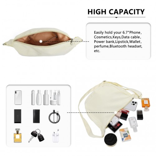 Water-resistant Portable Crescent Shoulder Cross Body Bag - Beige | Lightweight & Stylish