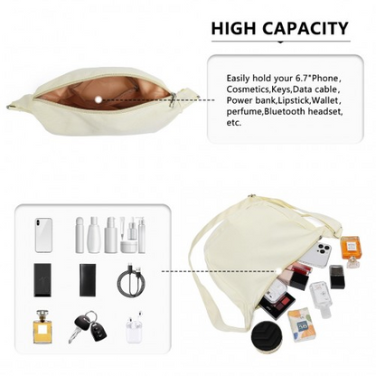 Water-resistant Portable Crescent Shoulder Cross Body Bag - Beige | Lightweight & Stylish