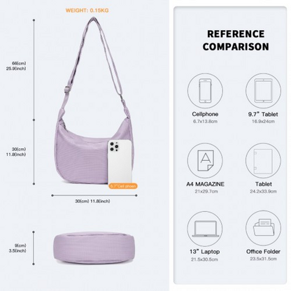 Stylish Water-resistant Portable Crescent Shoulder Cross Body Bag - Purple