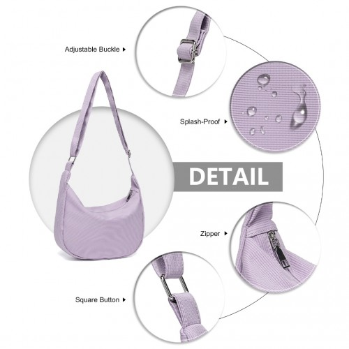 Stylish Water-resistant Portable Crescent Shoulder Cross Body Bag - Purple