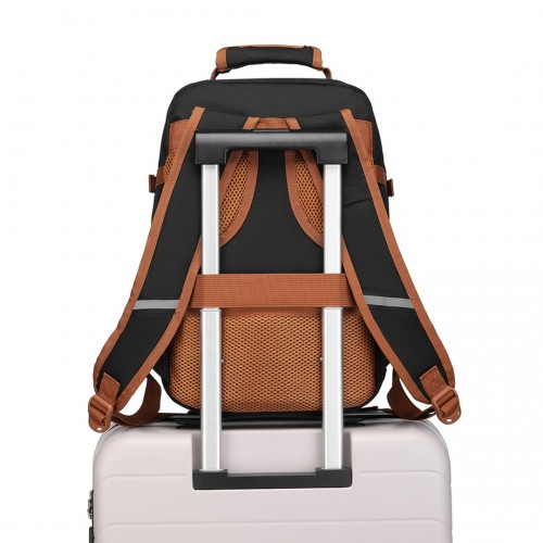 Kono Lightweight Cabin Bag Travel Business Backpack - Black And Brown | EM2231S