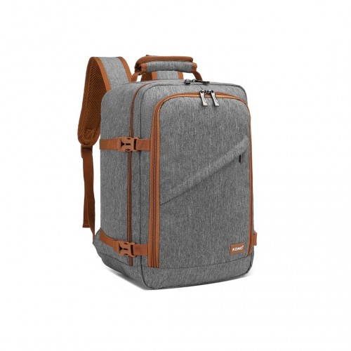 Kono Lightweight Cabin Bag Travel Business Backpack - Grey and Brown