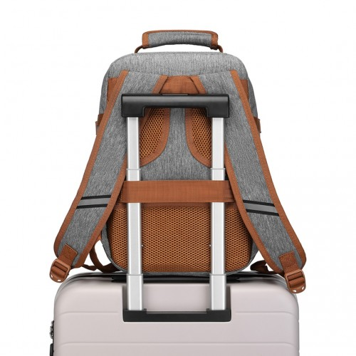 Kono Lightweight Cabin Bag Travel Business Backpack - Grey and Brown