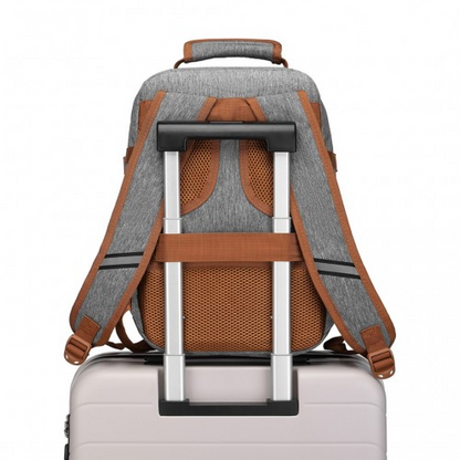 Kono Lightweight Cabin Bag Travel Business Backpack - Grey and Brown