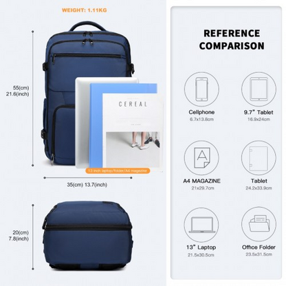 Kono Multifunctional Portable Travel Backpack Cabin Luggage Bag - Navy | EM2207