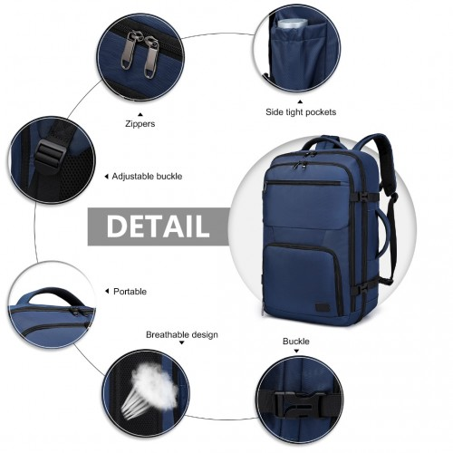 Kono Multifunctional Portable Travel Backpack Cabin Luggage Bag - Navy | EM2207