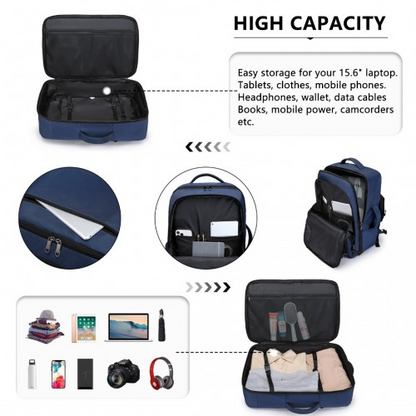 Kono Multifunctional Portable Travel Backpack Cabin Luggage Bag - Navy | EM2207