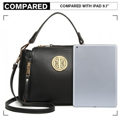 Miss Lulu Leather Look Dual Zipped Handbag - Black | Elegant & Versatile