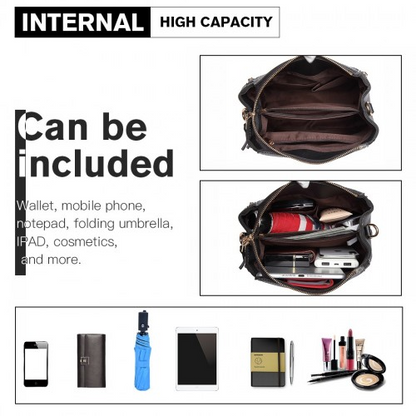 Miss Lulu Leather Look Dual Zipped Handbag - Black | Elegant & Versatile