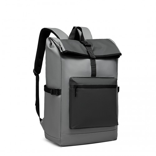 Kono Durable PVC Coated Water-resistant Stylish Backpack - Grey | 15.6 Inch Laptop Compartment