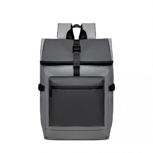 Kono Durable PVC Coated Water-resistant Stylish Backpack - Grey | 15.6 Inch Laptop Compartment