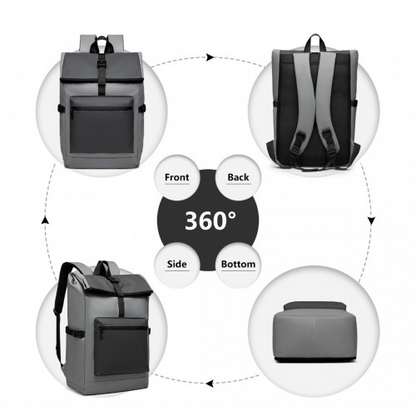 Kono Durable PVC Coated Water-resistant Stylish Backpack - Grey | 15.6 Inch Laptop Compartment