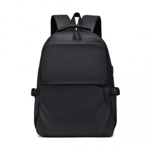 Kono Leisure Water-resistant Backpack with USB Charging Port - Black