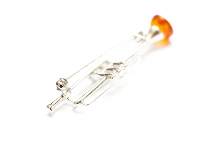 Sterling Silver Trumpet Brooch with Baltic Amber | Musical Accessories